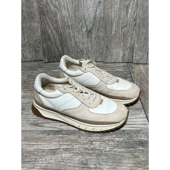 Madewell Shoes - Madewell Kickoff Trainer Sneakers Nubuck Leather Suede Neutral White Cream 8.5